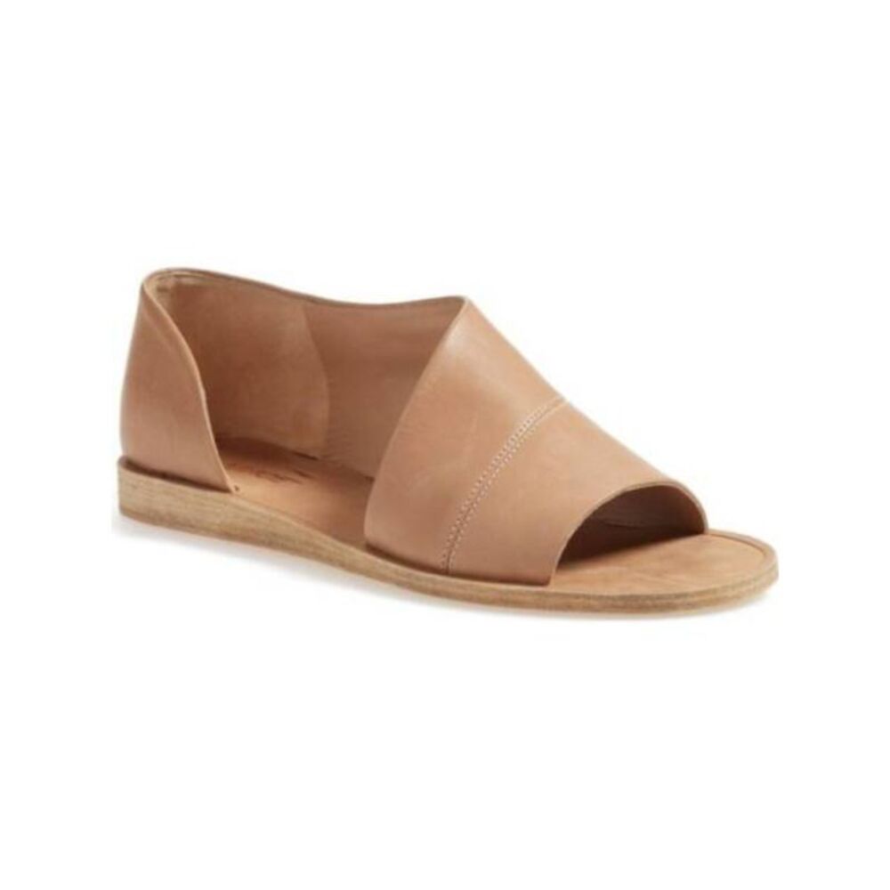 VINCE. Womens Beige D Orsay Tabitha Round Toe Slip On Leather Flats Shoes 6.5 M